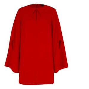 River Island red dress w flared slit long sleeve